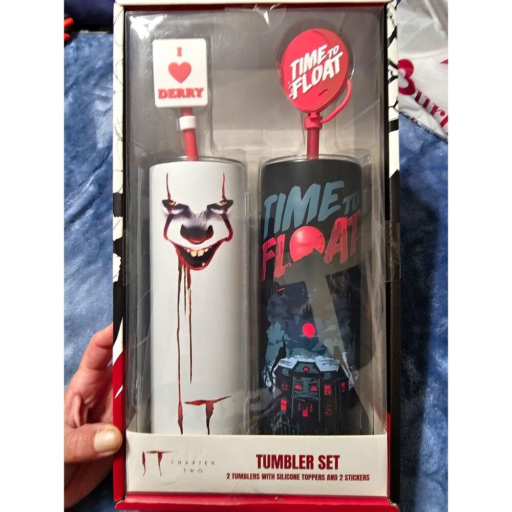 IT Chapter Two Pennywise Tumbler Set 2x 20 fl oz w/ Lids Straws Stickers NEW